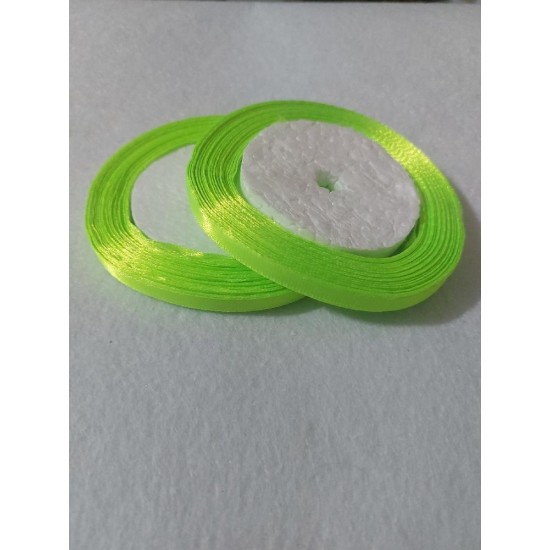 Лента атласная однотонная 0,6 см*25 ярдов цв. ярко-салатовый, цена за катушку